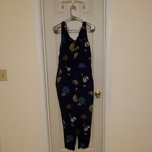 LOFT Navy Floral Jumpsuit sz 2 EUC